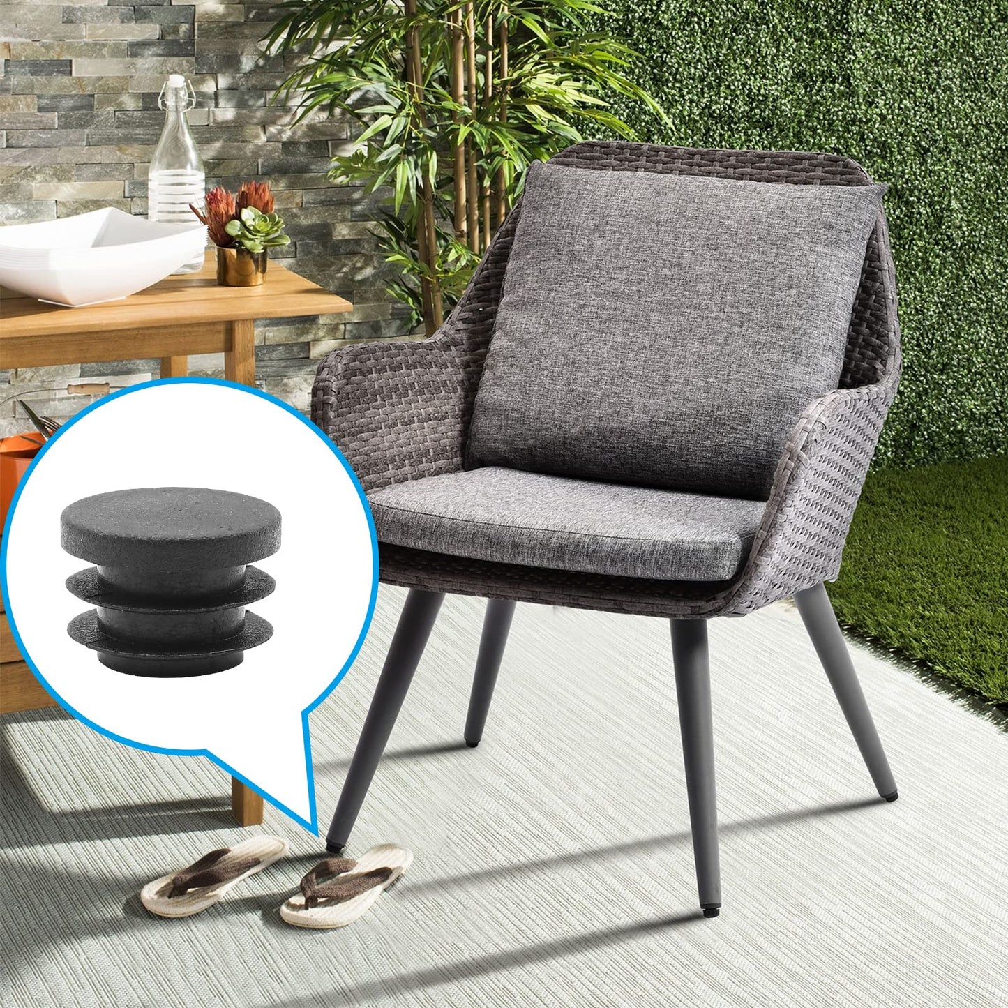 Uenhoy 30 Pcs 3/4" Round Plastic Plugs Insert Black End Caps Tubing End Caps for Round Tubes, Chair Legs (19mm)