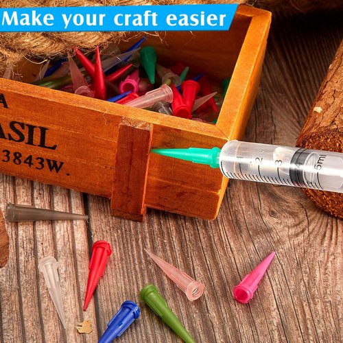 160 Pieces 8 Size Plastic Tapered Pinhead Blunt Syringe Tips Adhesive Dispensing Plastic Glue Tips for Oil or Glue Applicator