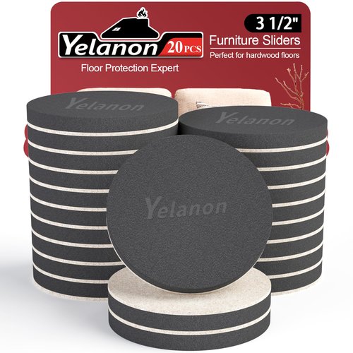 Yelanon Felt Furniture Sliders, 20pcs-3 1/2” Furniture Sliders for Carpet, Furniture Pads Hardwoods Floors, Heavy Furniture Movers Sliders, Reusable Moving Pads, Floor Protectors for Carpet