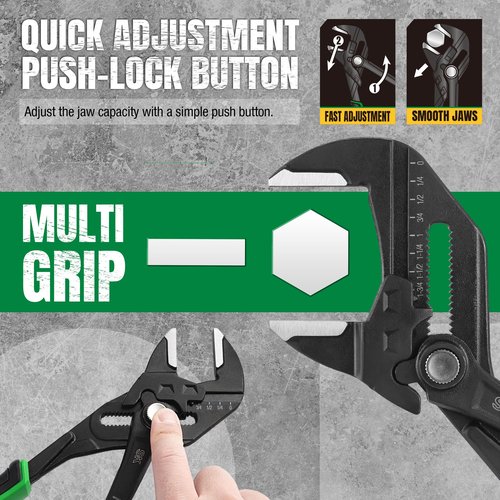 SK 10-Inch Pliers Wrench, Premium CR-V Construction, Smooth Parallel Jaws with Comfortable Grips