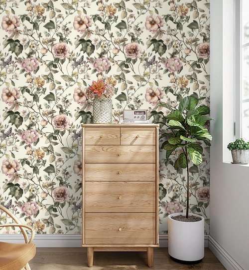 Toduso Peel and Stick Wallpaper Vintage Floral Contact Paper Removable Wall Paper Self Adhesive Wallpaper for Bedroom Bathroom Kitchen Vinly Rolls 17.3"x78.7"