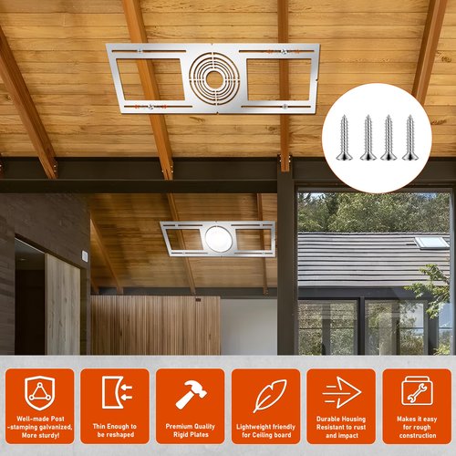 New Construction Mounting Plate, 2-3-3.75-4-5-6 Inch, LED Recessed Lighting Housing Plate for New Construction and Remodeling, 12PC Shallow Recessed Led Lighting Plate