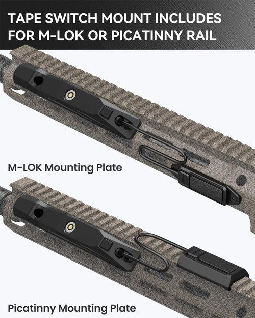 VOTATU ML40S 1450 Lumens Tactical Flashlight with Pressure Switch Compatible with M-Lok Rail Weapon Light for Rifle, Strobe Function, Magnetic Rechargeable