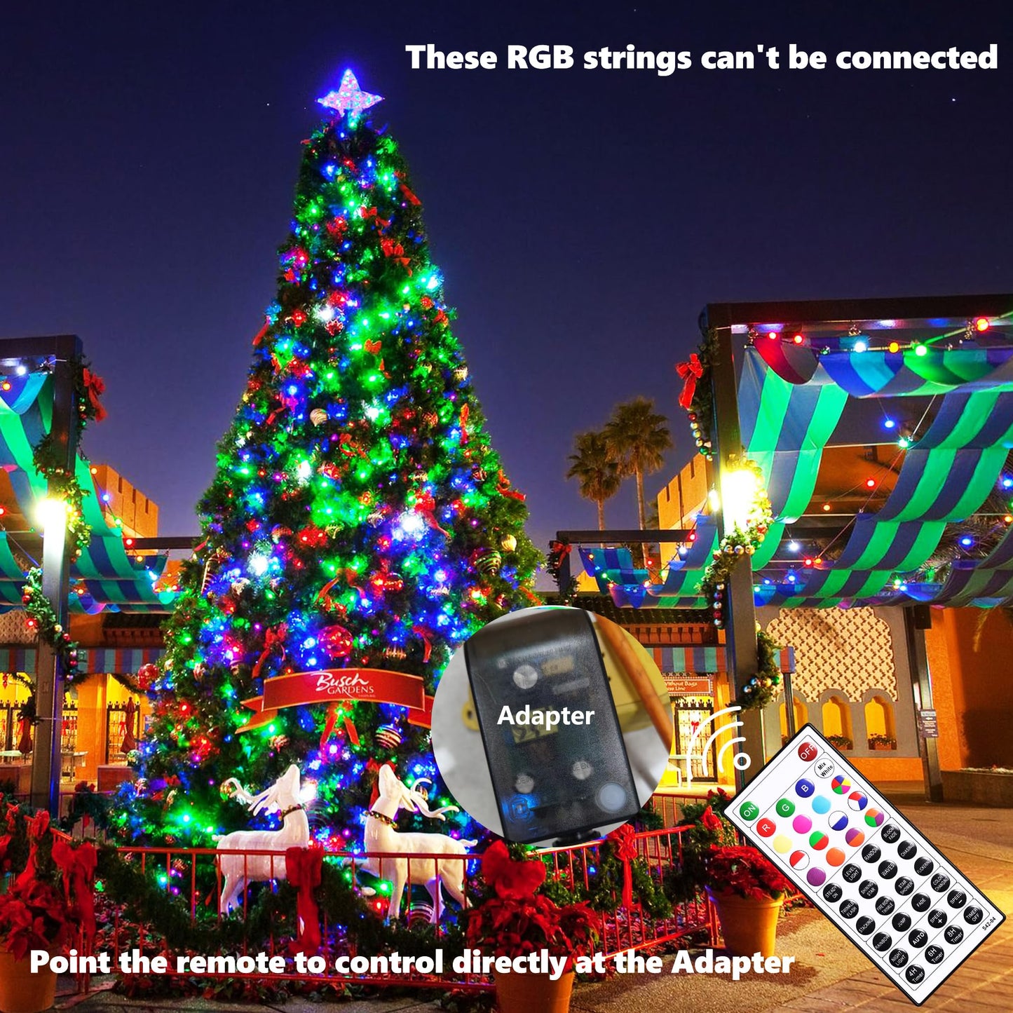 Joomer Red Blue White String Lights Outdoor, 100FT 300LED RGB Lights with Remote Timer Memory, Waterproof Indoor Outdoor 4th of July Independence Day Memorial Day Patriotic Yard Garden Decor