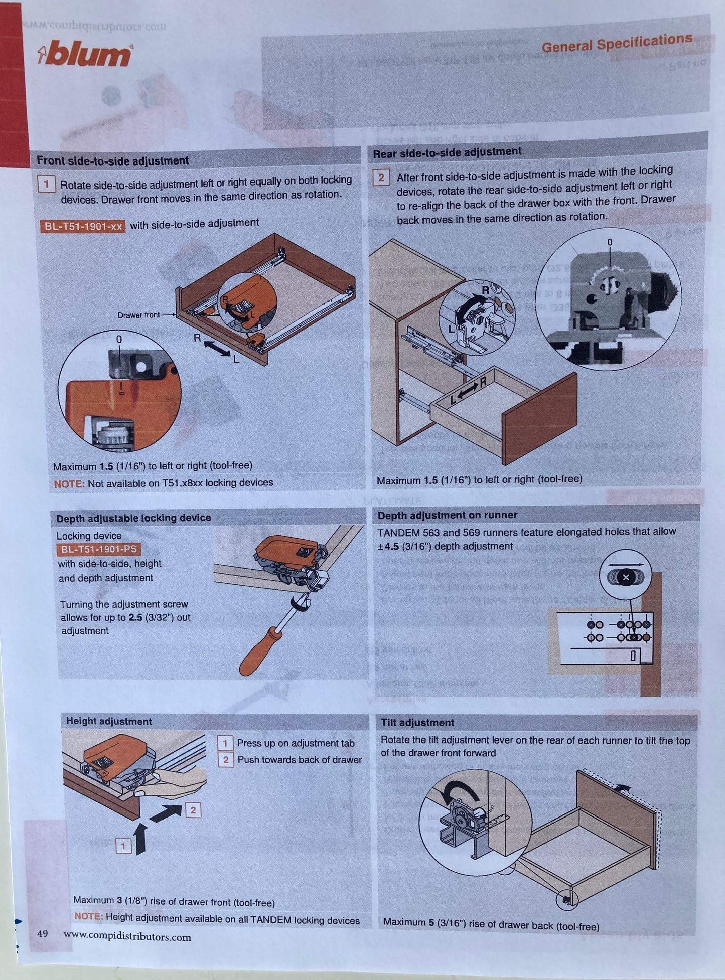 BLUM Tandem Plus BLUMOTION Drawer Slides Complete Pair, with Runners 563H, Locking Devices, Rear Mounting Brackets and Screws (for face Frame or Frameless Application) 21 Inch
