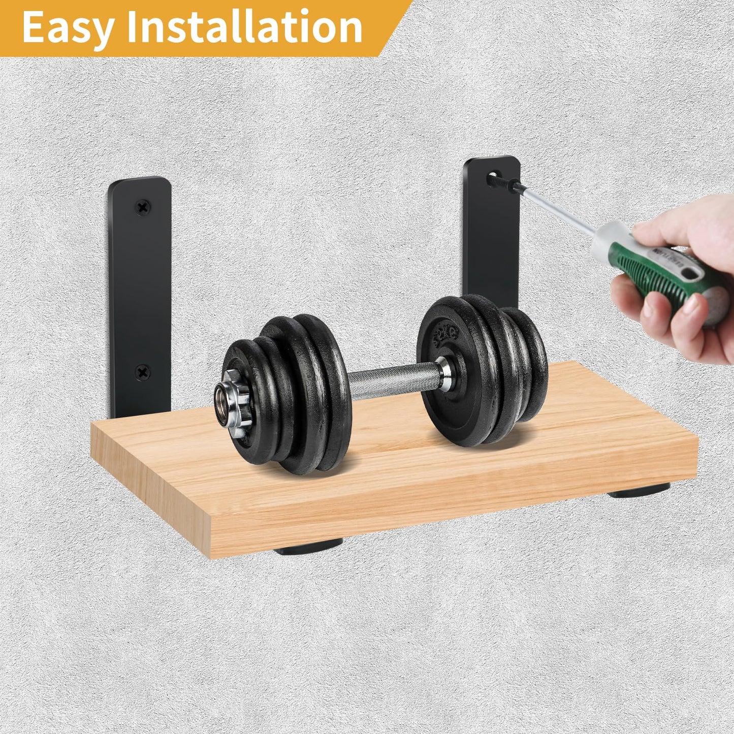 4 Pack - L 6" x H 4" x W1.5, 5mm Thick Black L Shelf Bracket, Iron Shelf Brackets, Metal Shelf Brackets, Floating Shelf, Shelf Supports with Screws