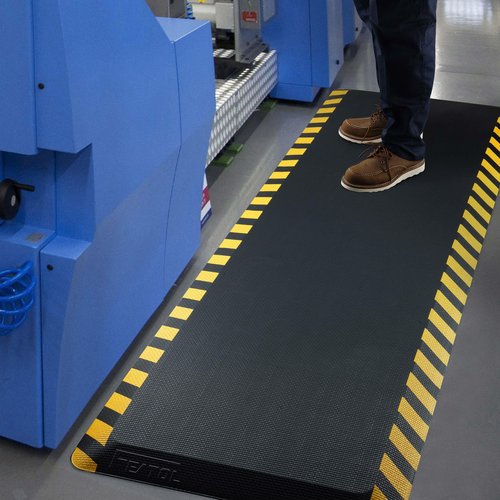 FEATOL Anti Fatigue Mats Industrial, Ergonomic Standing Floor Mat for Work for Stand, Black with Yellow Border Safety 20" x 39"-Support for Leg & Back Pain