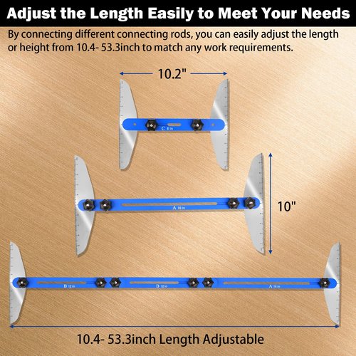 Stair Tread Template Tool, FEITON Stair Gauge Set Shelf Layout Measuring Scribe Tool for Stairs, Risers, Partitions, Self and Cutting Drywall