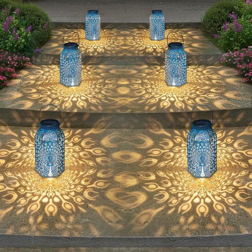 Outdoor Solar Lanterns Waterproof Peacock Garden Gifts Women Mom, Big Solar Lights, Garden Decor, Yard Art, Outside Birthday, Mothers' Day Birthday Gifts Grandma Grandpa(2Pack, Blue Gold