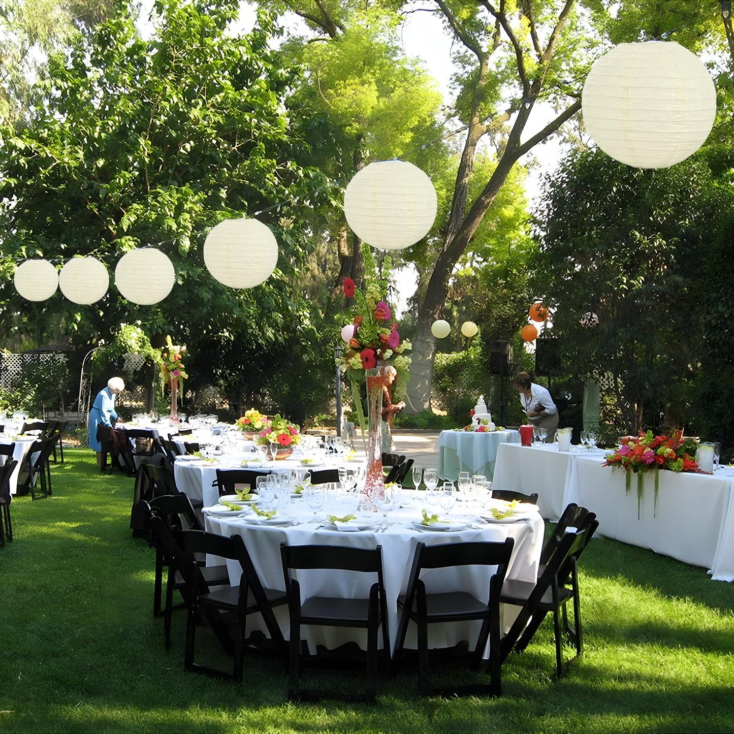 20Pcs Cream Paper Lanterns for Parties, 6” 8” 10” 12” Chinese Asian Hanging Round Paper Lanterns for Birthday Wedding Halloween Christmas Home Decor Party Decor