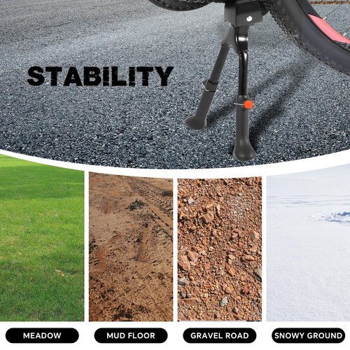 SPICIMOMO Adjustable Bike Kickstand with Double Legs - Aluminum Alloy Bicycle Kick Stands for 22-26 Inch Adult Bike, Road Bikes and Electric Bike