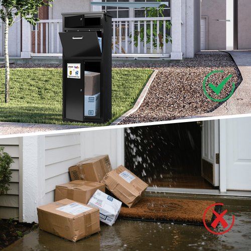 Package Delivery Boxes for Outside 44.5" H Large Parcel Drop Box with Mailbox Anti-Theft and Waterproof Outdoor Deliveries Box for Yard Garden Patio Home Porch Curbside