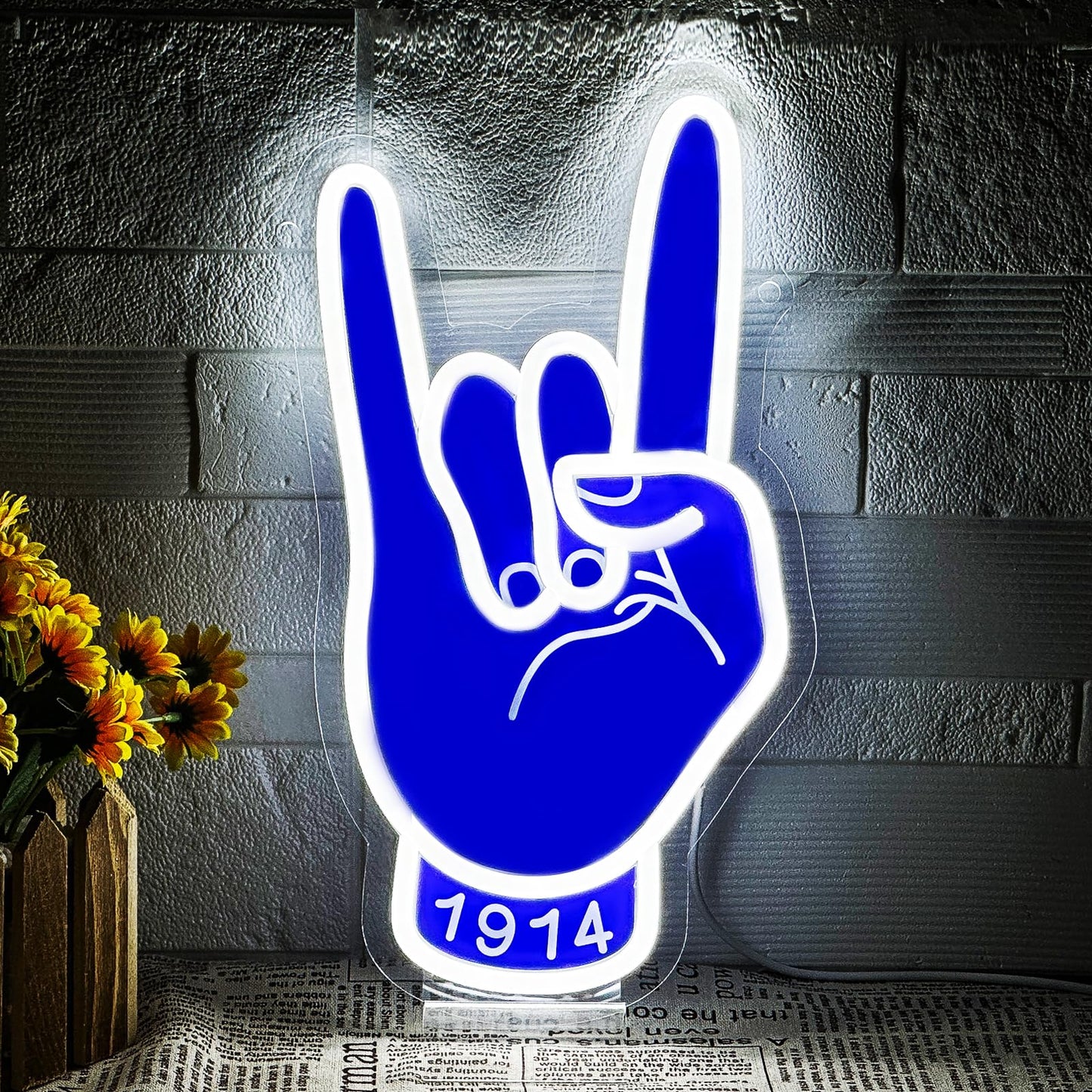 Fraternity Sorority Neon Signs for Wall Decor, Dimmable Sign for Bedroom Home Party Decor(Blue 1914)