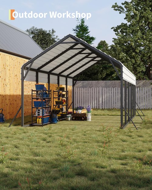 GarveeLife 13'x26'x11' Oversized Metal Carport, Steel Heavy Duty Car Ports for All-Weather, Tall Carport for Full-Size Pickup Trucks, Boats, and Tractors, N.W. 780 Lbs