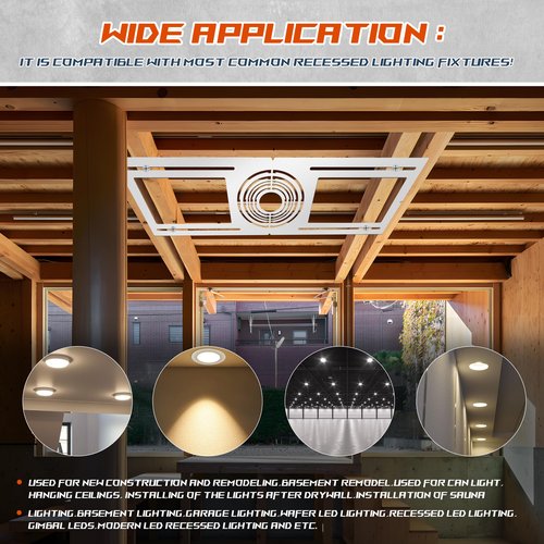 New Construction Mounting Plate, 2-3-3.75-4-5-6 Inch, LED Recessed Lighting Housing Plate for New Construction and Remodeling, 12PC Shallow Recessed Led Lighting Plate