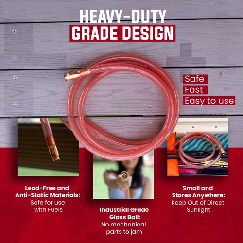 Self-Priming Shaker Gas, Fuel, Oil, Water Siphon 3/4” x 8' | Wake Boat, Pontoon, PWC, Jet Ski, Hot Tub, Cold Plunge, Trough, Livestock, Multi-Purpose | Industrial Grade Tubing Hose | 7 Gallons/Minute