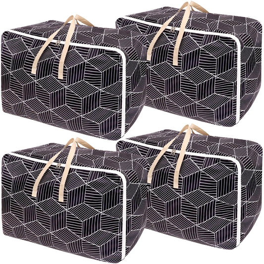 Dntorx 4 Pack Large Storage Bag, 28GAL Moving Bags with Zips Large Duvet Storage Bag Clothes Storage Bags Underbed Storage Box for Clothes, Pillows, Bedding, Blankets, Christmas Storage Containers