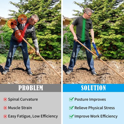 Adjustable Garden Shovel Handle, Back Saver Attachment for Gardening Yard Tools, Ergonomic Weed Eater Handle Extension Universal Fit for Shovels, Rakes, Lawn Trimmers, Snow Shovels