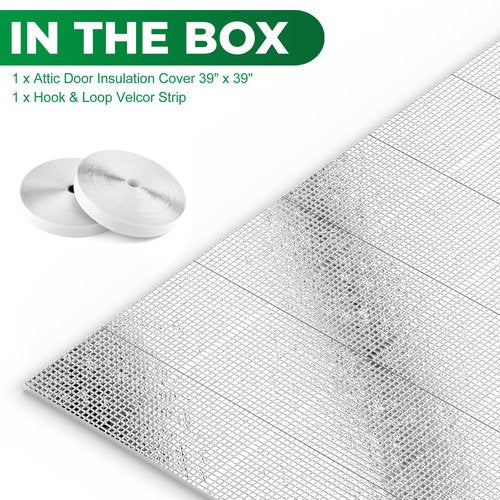 Forestchill Attic Door Insulation Cover, Attic Stairs Ceiling Shutter Seal Cover with Velcor Strips, Air Tight Insulation Cover for Attic Access, 39" x 39", Easy Cut to Fit