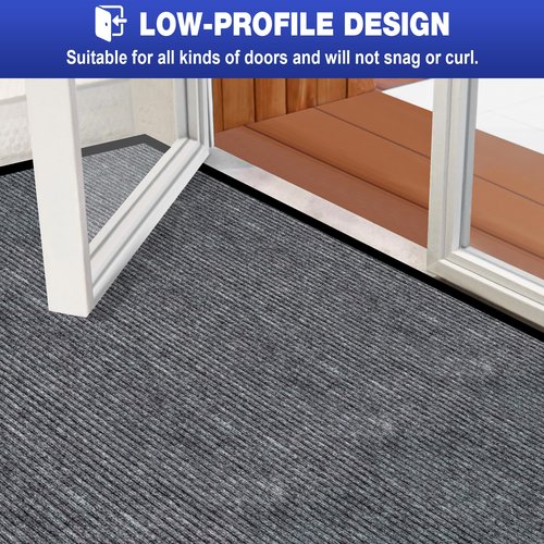 ToLanbbt 3' x 5' Front Door Mat Extra Large Commercial Industrial Rug Heavy Duty Outdoor Indoor Entryway Doormat Low Profile Welcome Entry Door Mat Non Slip Backing for Entrance Home Office, Gray