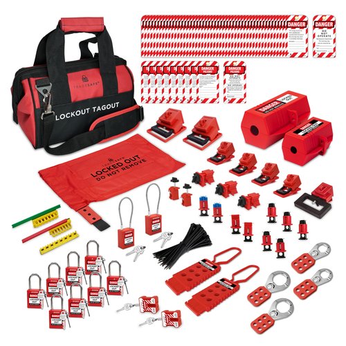 TRADESAFE Lockout Tagout Kit - 90 Loto Devices, Cable Lock, Loto Locks, Breaker Lockout Devices, Lock Out Tags, Plug Lock, Hasps, OSHA-Compliant Lock Out Tag Out Kits Electrical Tools