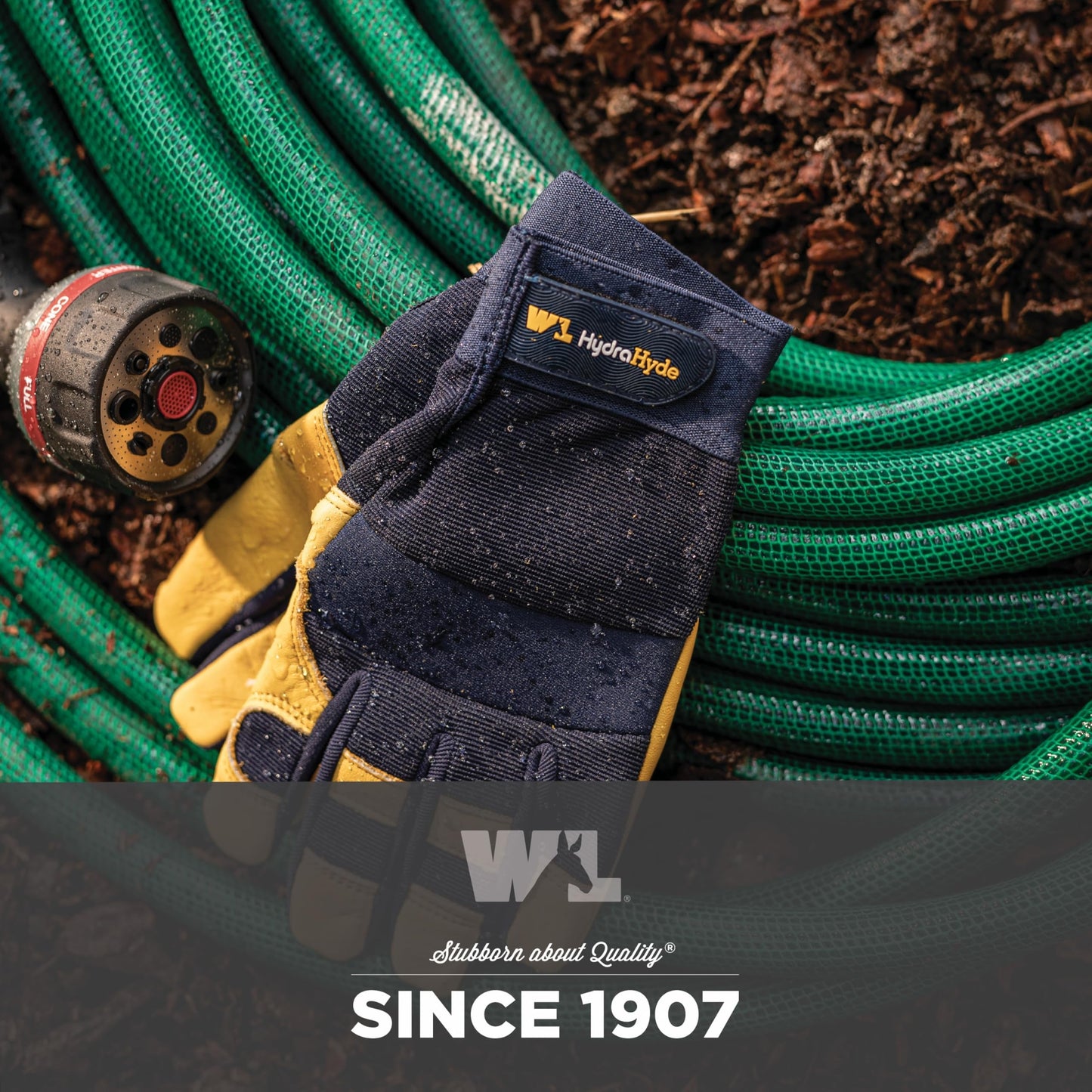 Wells Lamont Men's Leather Palm Work Gloves | Heavy Duty, Form Fitting for Improved Dexterity | Made with Water-Resistant HydraHyde, Blue, Large (3207L)