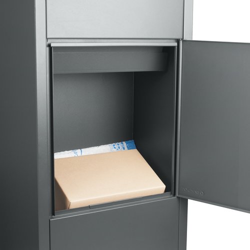 Winbest Large Steel Freestanding Floor Parcel Lockable Drop Slot Mail Box, Grey