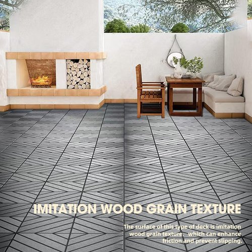 Zynaro Deck Tiles, 44 PCS Interlocking Deck Tiles, 12"x12" Plastic Outdoor Flooring, Waterproof Patio Flooring for Porch, Poolside, Balcony, Backyard, Indoor & Outdoor (Dark Grey, 44 Square Ft)