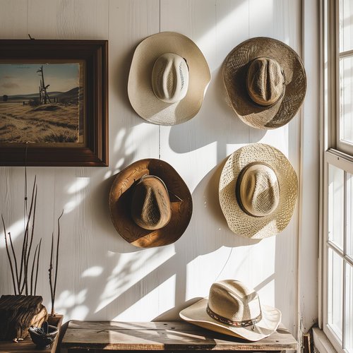 Modern JP Adhesive Hat Hooks for Wall (6-Pack) - Cowboy Hat Rack, Wide Brim Hat Organizer, Strong Hold Hat Hangers for Wall - Black