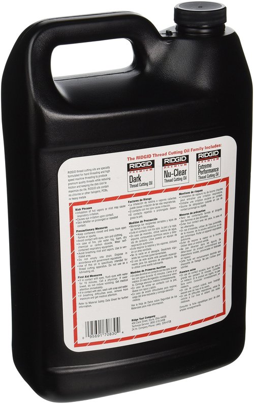 RIDGID 70830 Dark Thread Cutting Oil, 1 Gal, Halogen, PCB and Chlorine-Free, Low-Odor Anti-Mist Formulation, Designed to Prolong Equipment Life, Cools Threads and Pipes