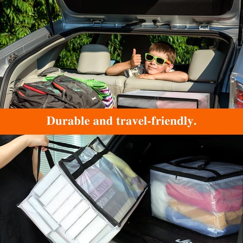 Vieshful 3 Pack 60L Clear Clothes Storage Bags with Zipper and Handles, Large Plastic Organizers for Comforter Clothes Bedding Blankets Duvets Pillow Toys & Moving