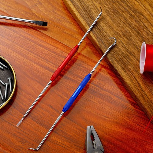 Zhehao 4 Pcs Double Pointed Scriber, 8.3 Inch Metal Scribe Tool Hook and Pick Tool Set Straight 45 Degree 90 Degree Tip Marking Tool for Machinists, Technicians or Craftsmen