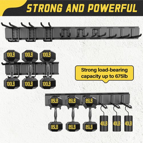 klasit Garage Wall Organizer,15Pack Carries 675 lbs,Garden Tool Organizer 48in With Large Storage Space,Easy Assembly, Sturdy Design,for Efficient Tool Storage Garage Organization