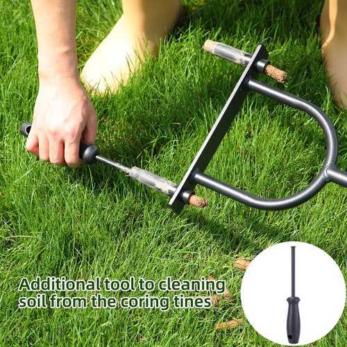 Ohuhu Core Aerator Lawn Tool, 39-Inch Manual Plug Coring Tool Grass Aerator with Storage Bags & Cleaning Tool Aerate Lawn Tools Yard Aeration Tool Garden Tool for Compact Soil