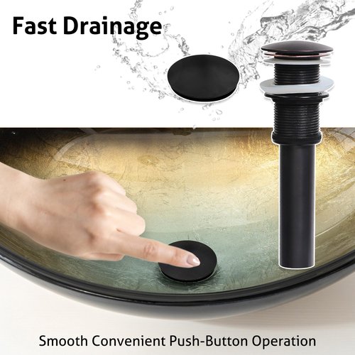eclife 21.5" Bathroom Vessel Sink Modern Artistic Single Champagne Boat Tempered Glass Basin Countertop Bowl Sink for Lavatory Vanity Cabinet, W/Water Save Faucet Pop Up Drain (A29CH)