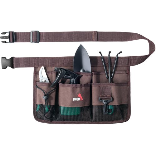 UNCO Gardening Waist Apron with Pockets - Brown Construction Apron for Men, Carpenter Tool Belt with Multiple Pockets