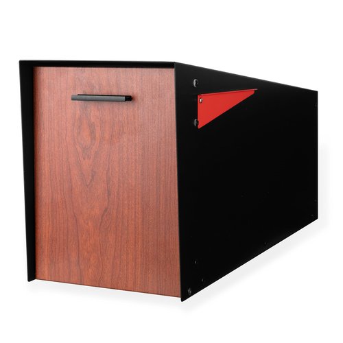 Ilyapa Modern Mailbox with Angle Design Post Mount - Metal Mailbox for Outside - Black Exterior Mail Box - Powder Coated Steel - All Weather Resistant
