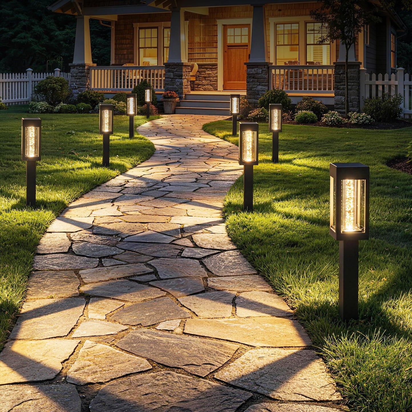 Brizled Solar Pathway Lights Outdoor, 6 Pack Bright Glowing Bubble LED Solar Lights Outdoor Garden Lighting, Waterproof Landscape Lighting for Outside Yard Path Lawn Walkway Driveway Decor, Warm White