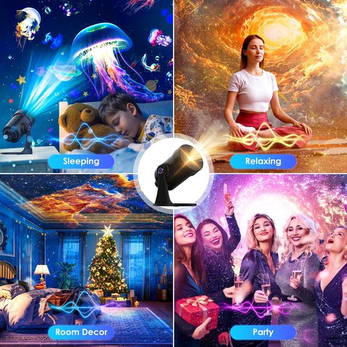 [White Noise] Galaxy Projector, 28 Soothing Sounds Star Projector Sound Machine, Solar System Space Planetarium Projector Night Light, Room Decor for Ceiling Bedroom Kids Adults Sleep Trainer