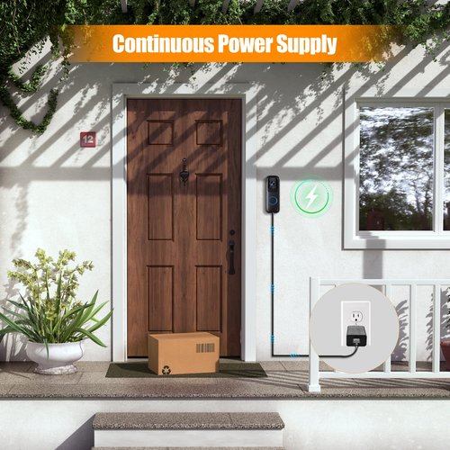 Power Adapter and Adhesive Doorbell Mount for Blink Doorbell Camera(All Models),Doorbell Transformer 5V with 18ft/5.5m Weatherproof Cable for Blink Video Doorbell(No Battery) Continuously Supply