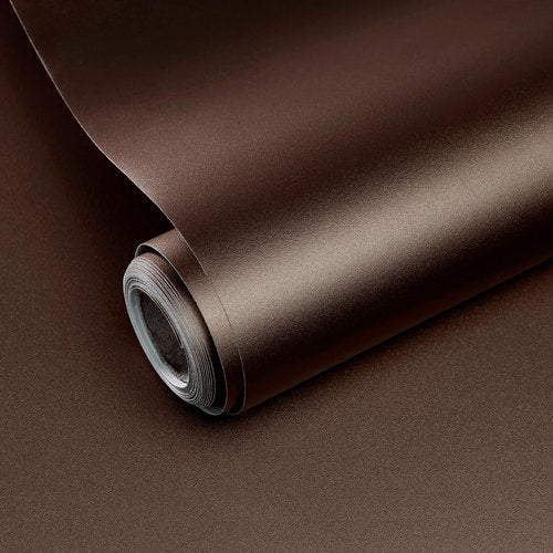 Yun-aeon Thick Metallic Dark Brown Peel and Stick Wallpaper 15.7"x 472" Matte Fridge Contact Paper for Countertops Vinyl Self Adhesive Removable Modern Wall Paper for Kitchen