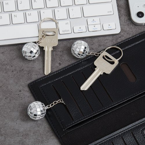 Henoyso 48 Pcs Mini Disco Ball Keychain Bulk Disco Ball Party Favors Sliver Disco for 70s 80s Decorations Mardi Gras Supplies