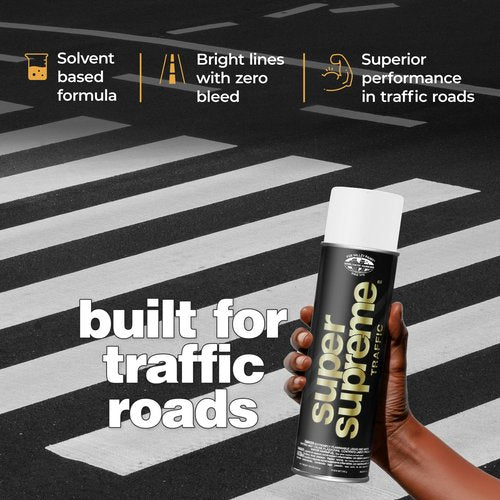 Fox Valley Super Supreme Traffic Marking Spray Paint – Fast-Drying, Long Lasting, Durable & Weather-Resistant - Marking Paint for Roads, Parking Lots, Sidewalks & Factory Floors, 18oz (6-Pack, White)