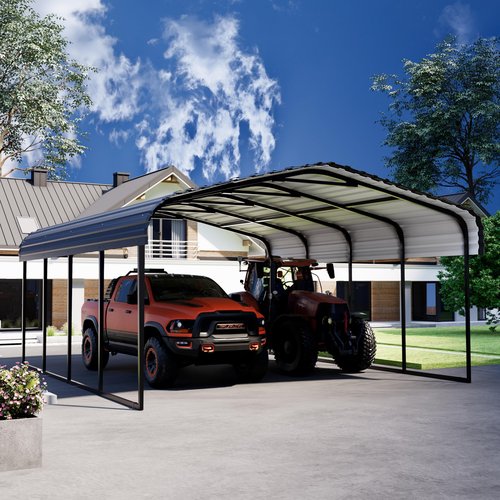 Royal Windsor Metal Carport 20×20 Car Port for 2 Car, Heavy Duty Carport Kit with Galvanized Steel Roof Building and Frame, Outdoor Metal Canopy Multi-Use Garage Shed