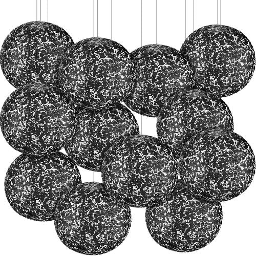 Glooglitter 12 Pcs Large 10in Composition Hanging Paper Lanterns Composition Notebook Classroom Decor Black and White Round Decorative Lanterns for Classroom Office School Graduation End of Year