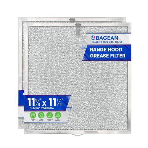 Bagean Stove Hood Vent Filter 11.60” x 11.22” BPQTAF S99010316 Compatible with Broan Range Hood Filter Replacement - Aluminum Mesh Kitchen Overhead Fan Screen - Blocks Grease & Filters Oven Air (2-Pk)