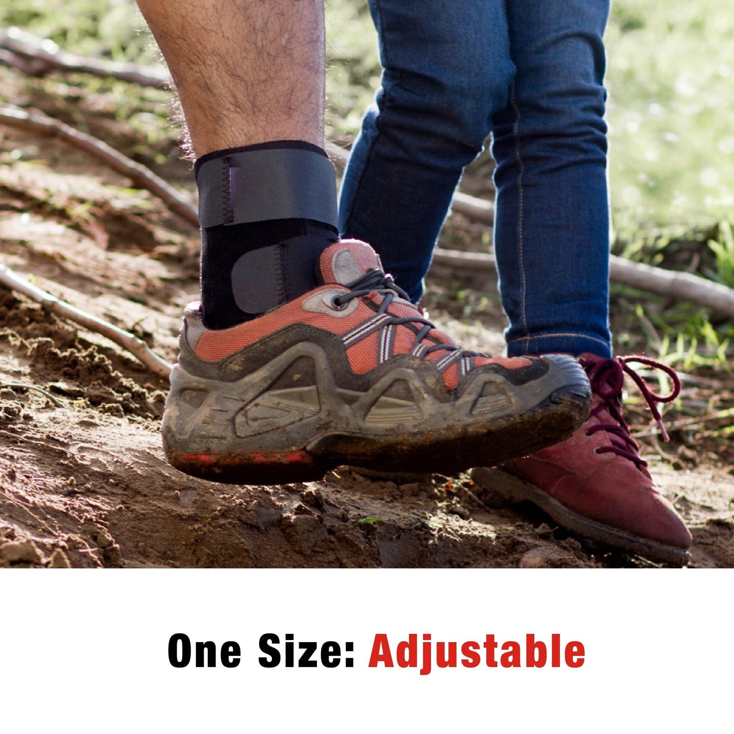 ACE Deluxe Ankle Stabilizer, Adjustable, Black, 1/Pack