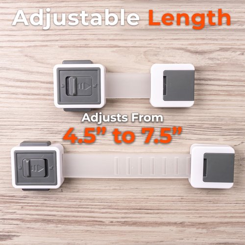 2-Pack Child Proof Fridge Lock with Adhesive - Adjustable Baby Proofing Straps - Refrigerator Lock for Kids - Freezer Latch to Keep Door Closed - for Toddlers, Cats, & Dogs - Universal Compatibility