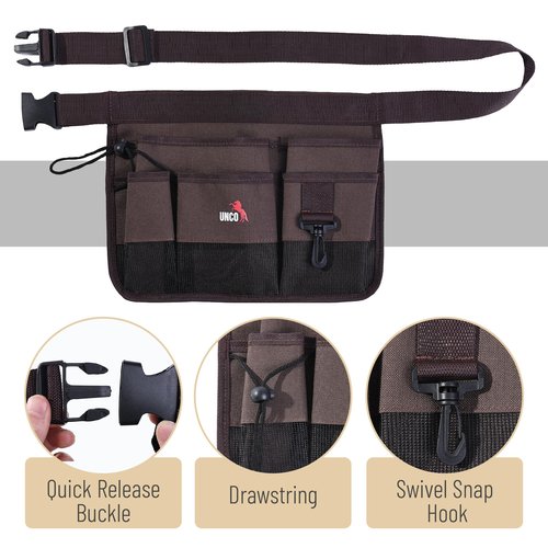 UNCO Gardening Waist Apron with Pockets - Brown Construction Apron for Men, Carpenter Tool Belt with Multiple Pockets