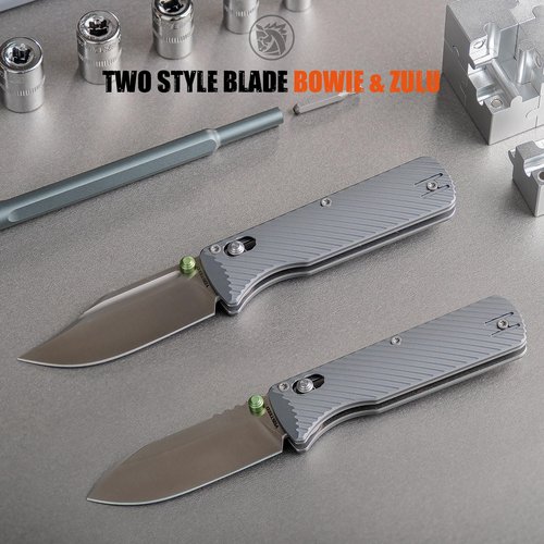 Vosteed Vombat EDC Folding Pocket Knife - 2.92" M390 Satin Zulu Blade - Crossbar Lock, Gray Aluminum Handle, Scales Swap Easily DIY Fun - Camping Hiking Knives - A4104